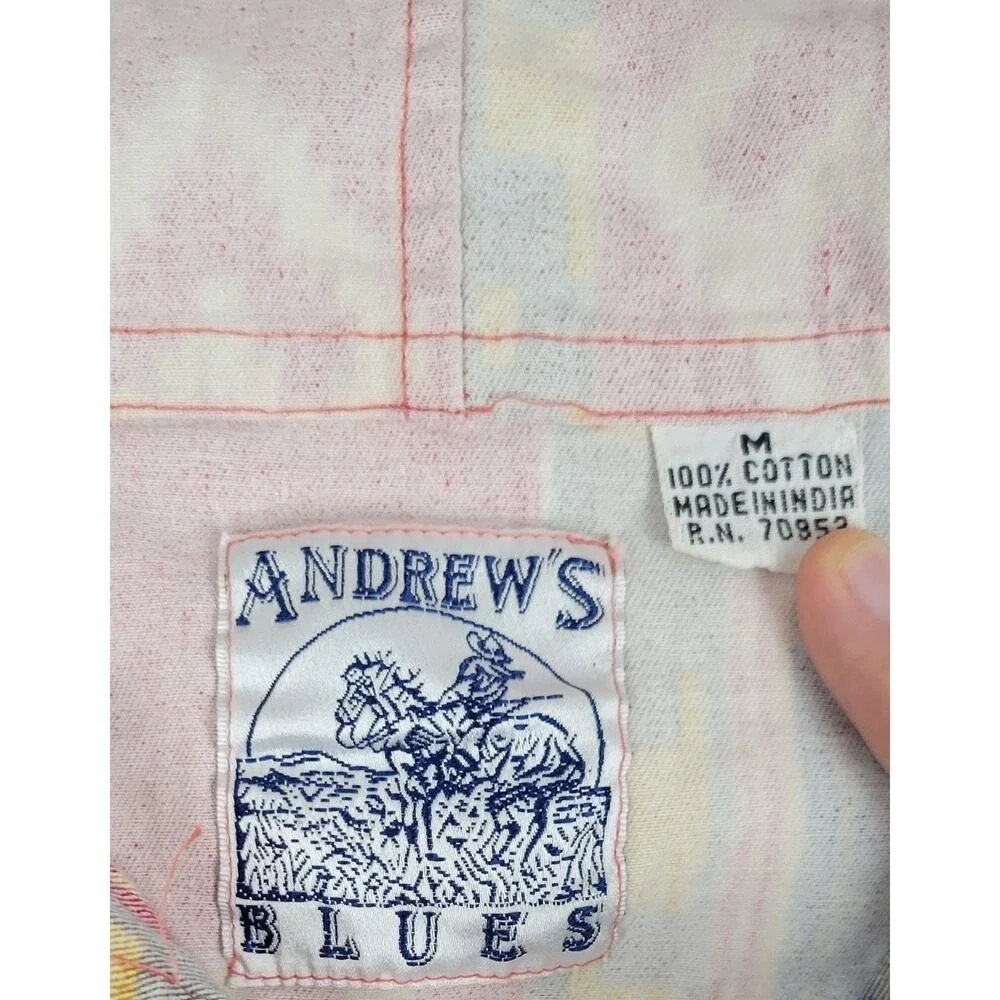 Vintage Retro Andrews Blues Aztec Southwestern Mens‎ Medium Baggy Hooded Sweater